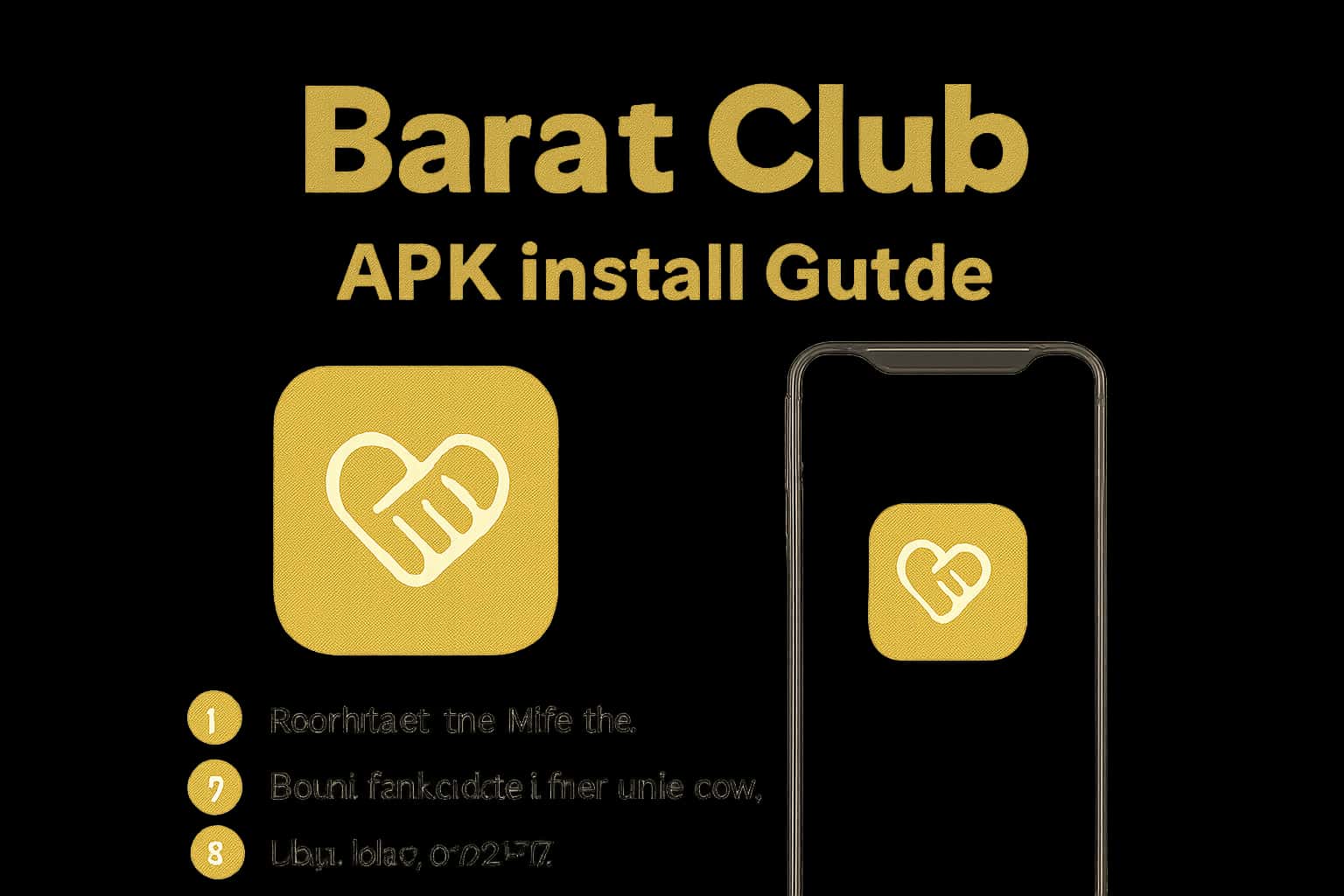 An informative design featuring the title 'Barat Club APK Install Guide'.