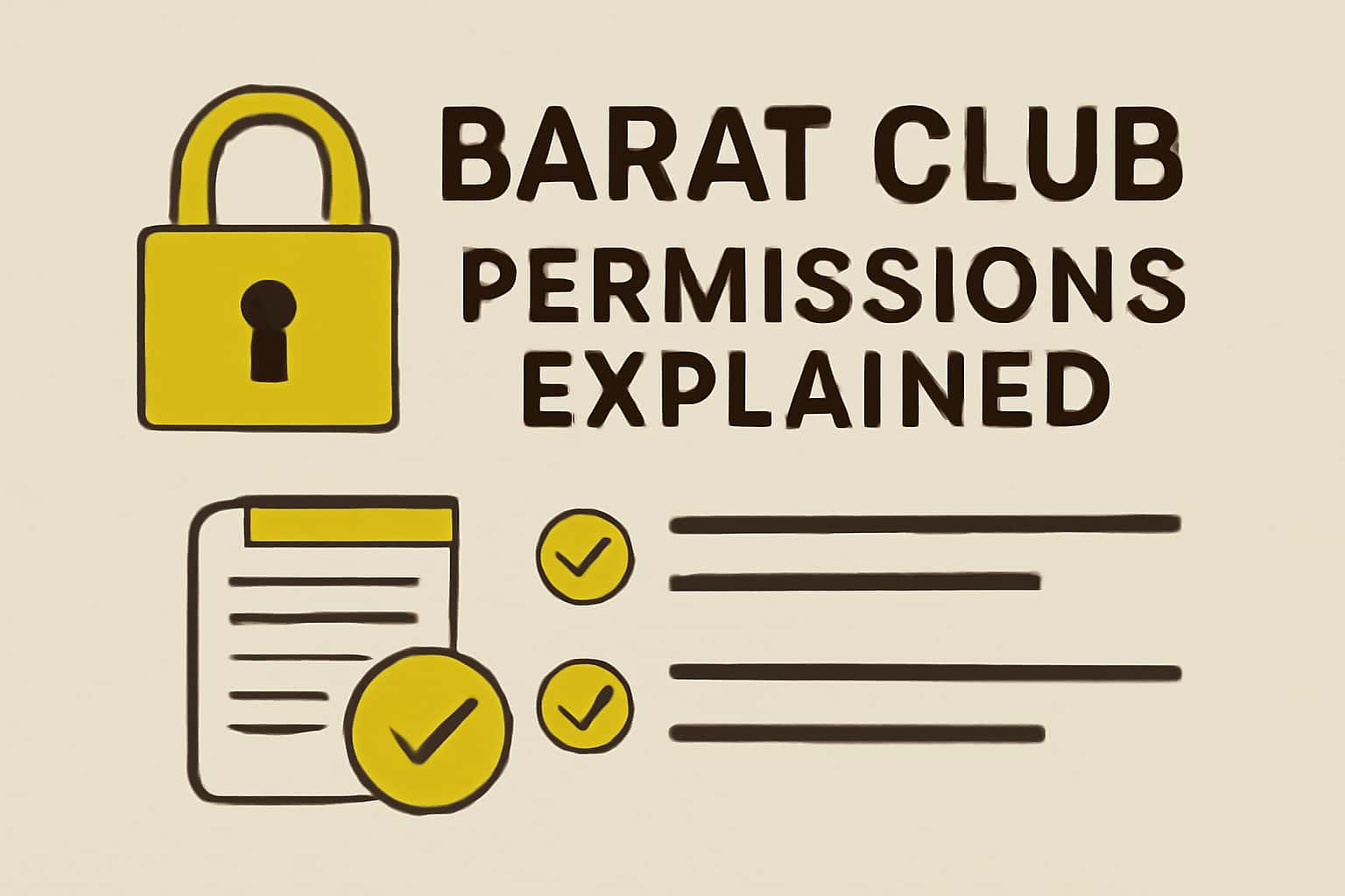 Informational scene depicting the permissions required by the Barat Club app.