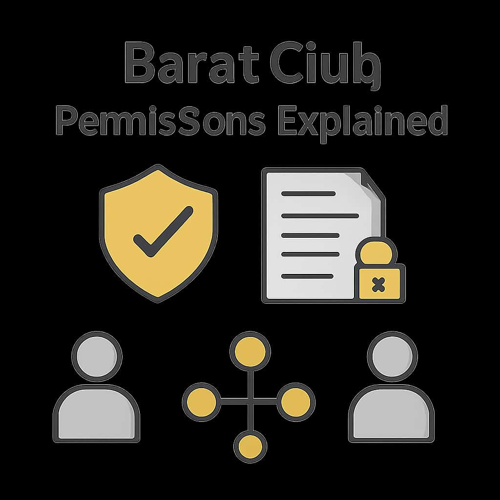 Diagram outlining different permissions needed for the Barat Club app.