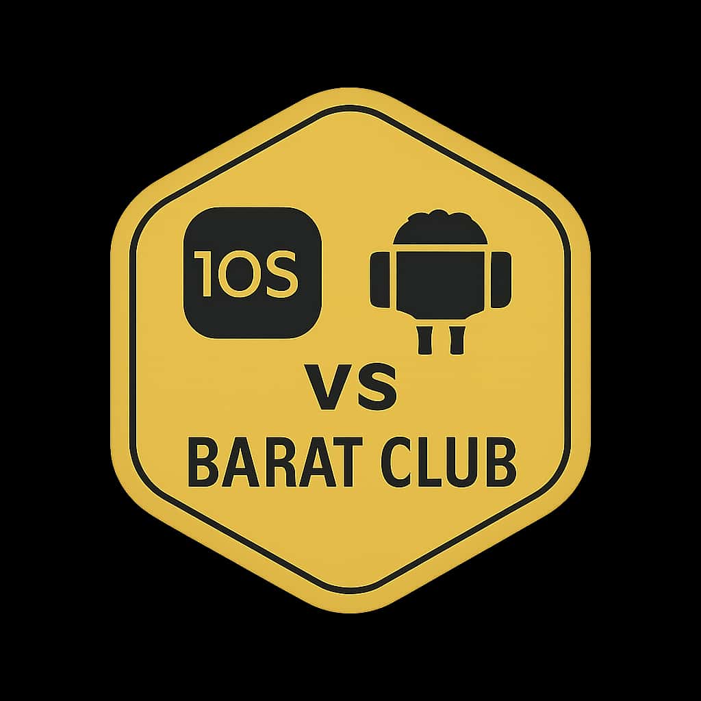 Icon representing the Barat Club app and its compatibility with iOS and Android.