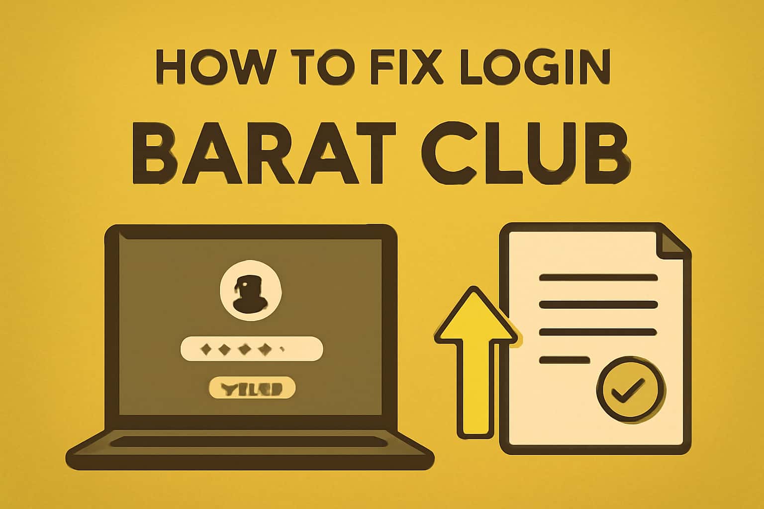 A visual representation of troubleshooting login issues for Barat Club.