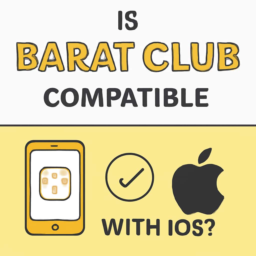Illustration on the compatibility of Barat Club with iOS devices.