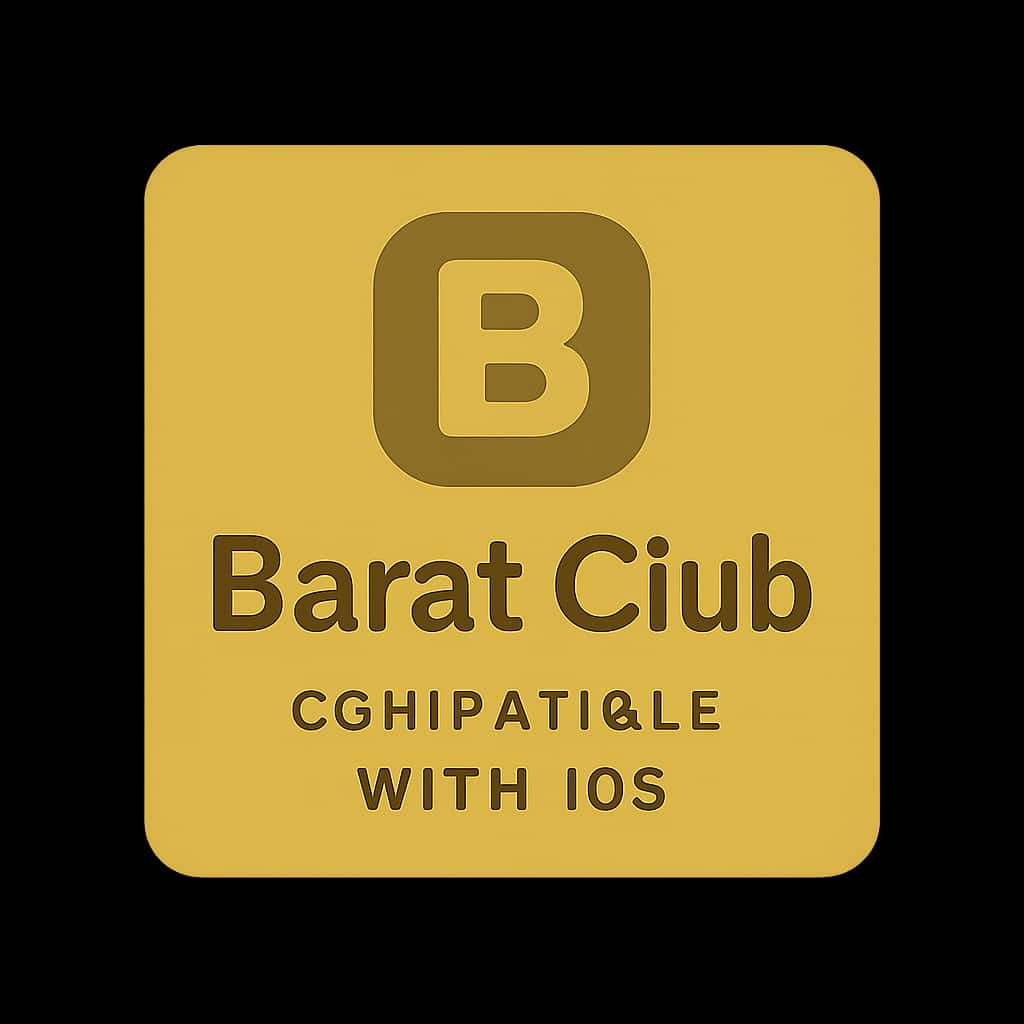 Badge representing compatibility of Barat Club with iOS.