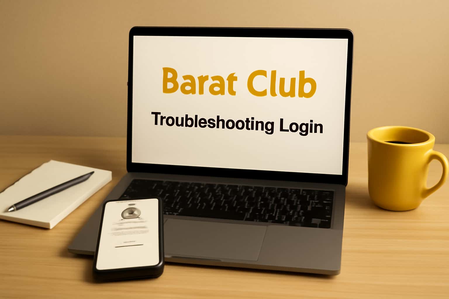Image illustrating the process of troubleshooting login issues for the Barat Club app.