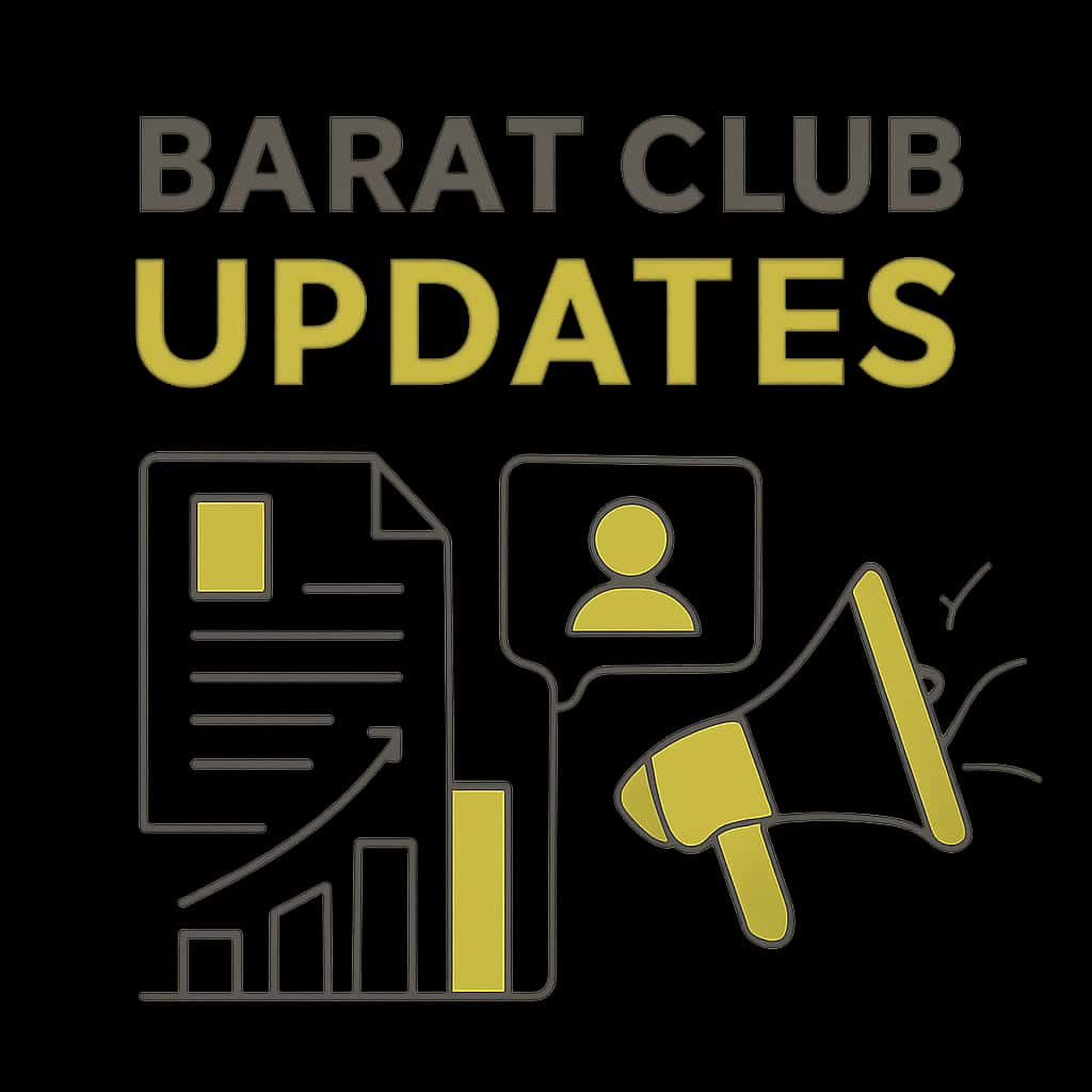 Illustration detailing the process of updating the Barat Club app.